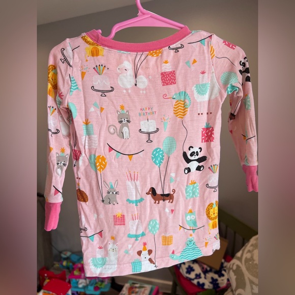 Little Sleepies Pink Party Animals Birthday Long Sleeve Pajama Set Size 12-18M - Picture 3 of 9